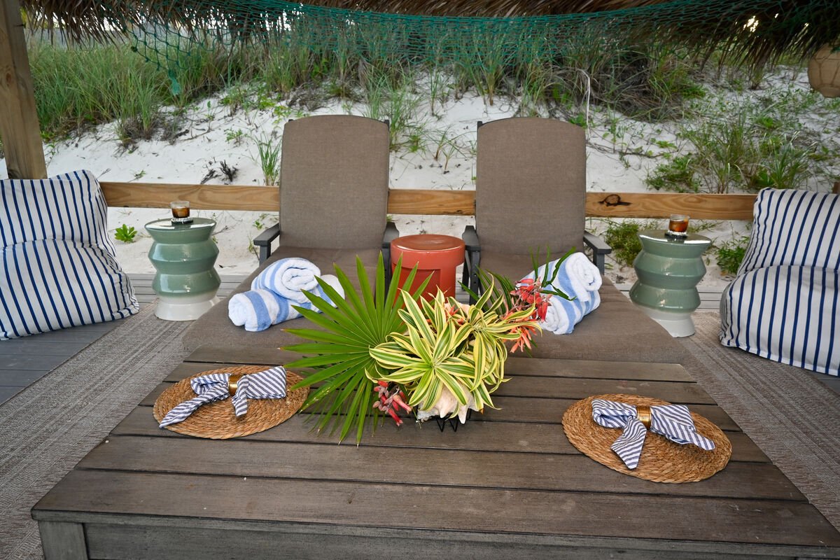 Private beach at Hightide Estate on Eleuthera at sunset