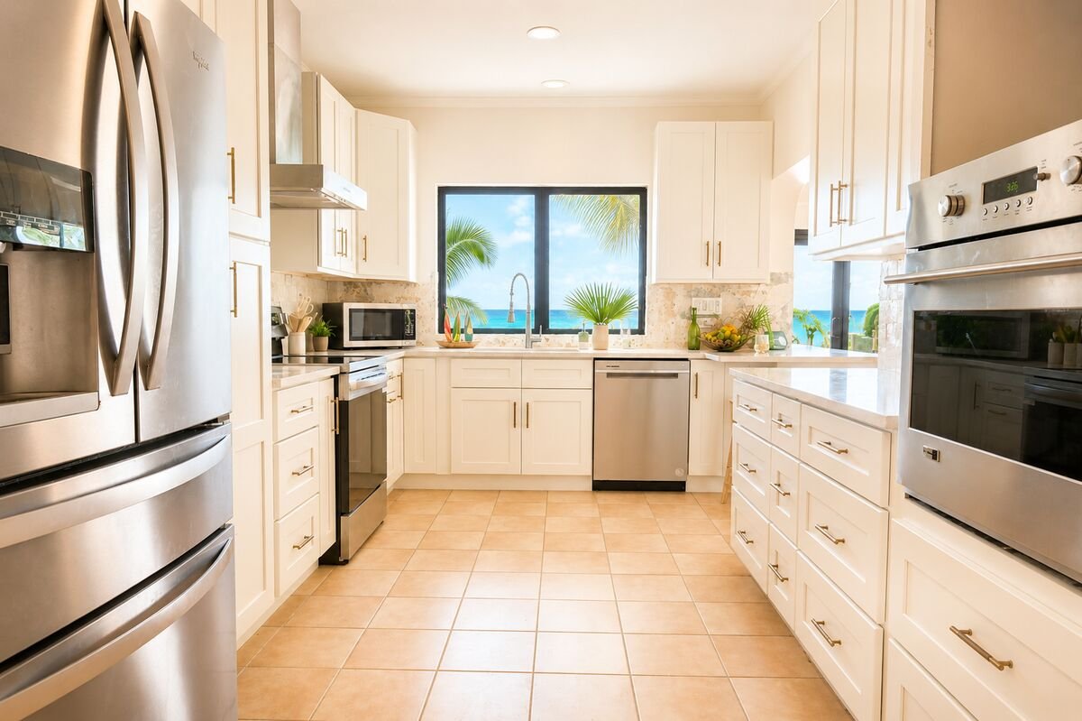 Full kitchen with ocean view