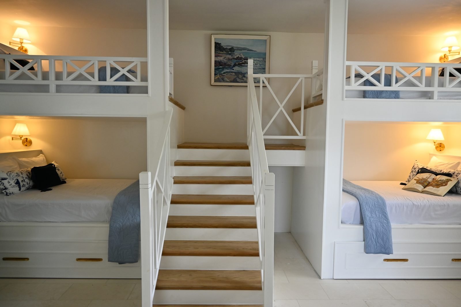 Bunk room showing trundle bed drawer beneath lower bunk