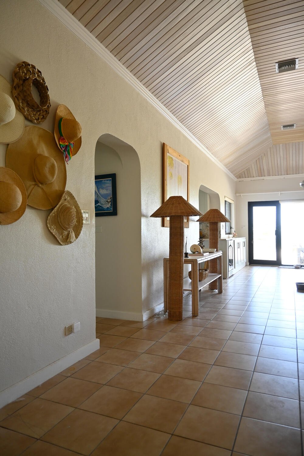 Hallway with hat collection
