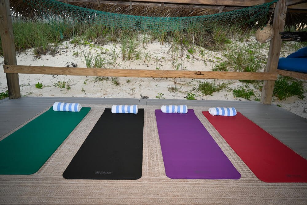 Yoga mats in the cabana